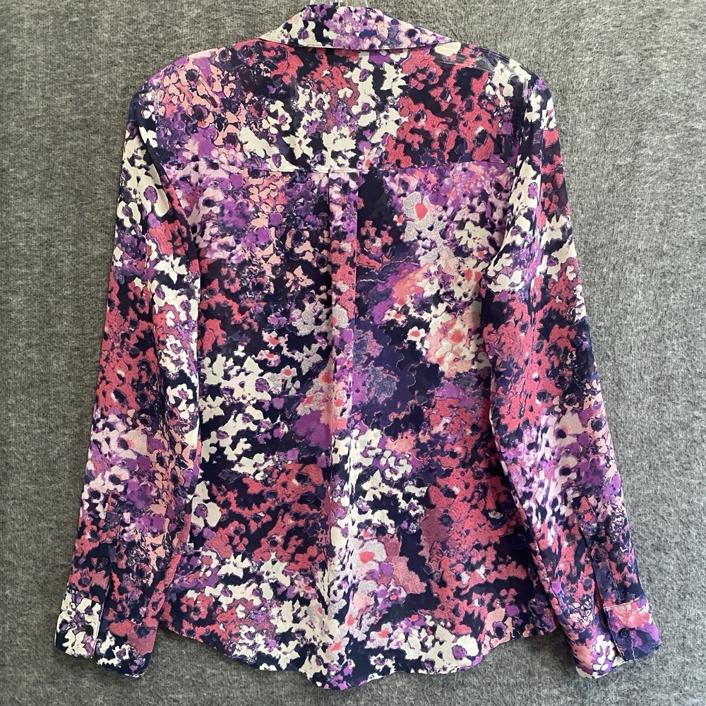 Express Floral Abstract Button-Up Blouse in Purple, Pink & White - Picture 4 of 9
